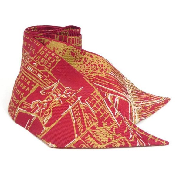 Auth HERMES Twilly Ribbon Scarf Red Silk - Picture 1 of 16